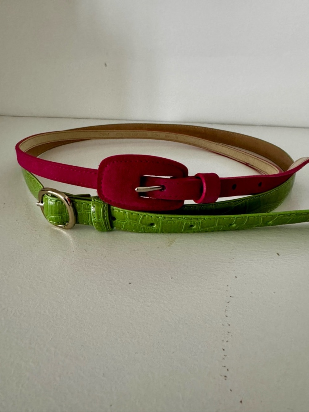 Belt Bundle: Pink Suede & Banana Republic Green Slim Varieties